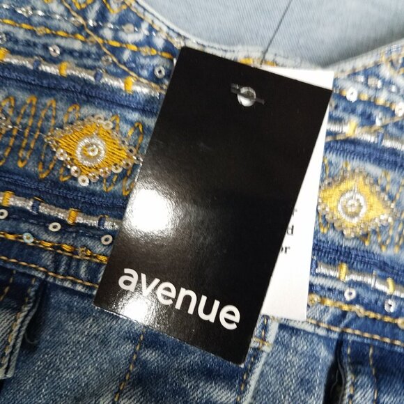 NEW Avenue Jean Jacket Women's 26/ 28 Blue Embroidered Sequin Denim Button Up - Picture 11 of 13